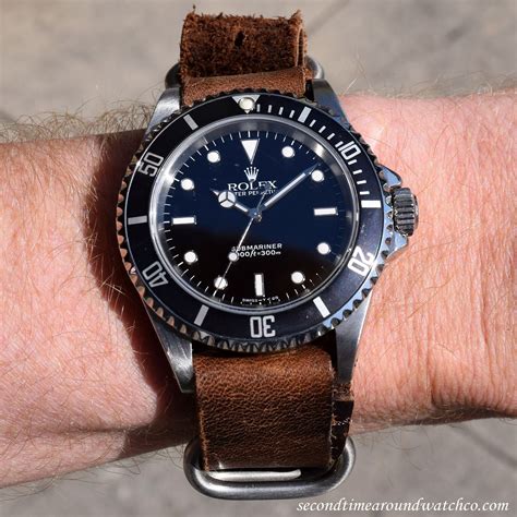 leather strap for rolex submariner|rolex submariner on nato strap.